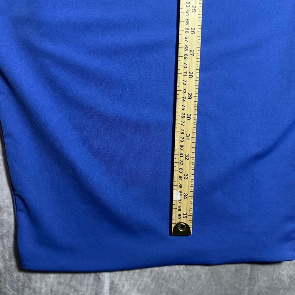 Derek Heart Women M Royal Blue Bodycon Midi Dress Short Sleeve Round Neck Office - Picture 5 of 5